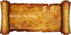 Berán István névjegykártya