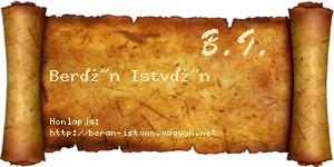 Berán István névjegykártya